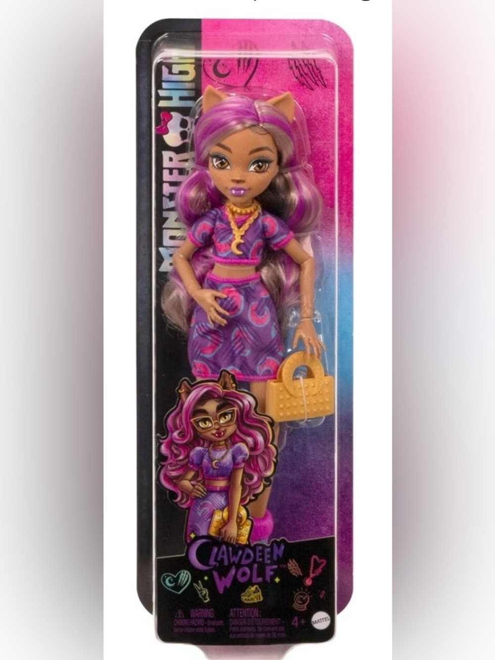 Mattel Monster High Clawdeen Wolf Doll - Purple, Pink, Gold, Brown